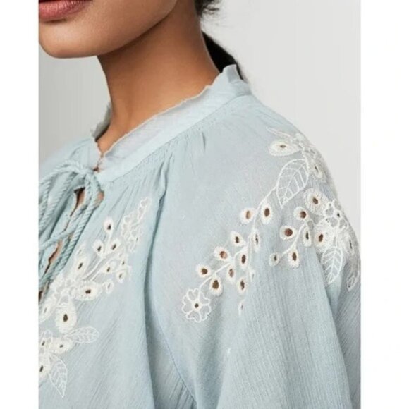 CHELSEA & THEODORE Floral Eyelet Embroidered Blouse Sz Small - Picture 2 of 6